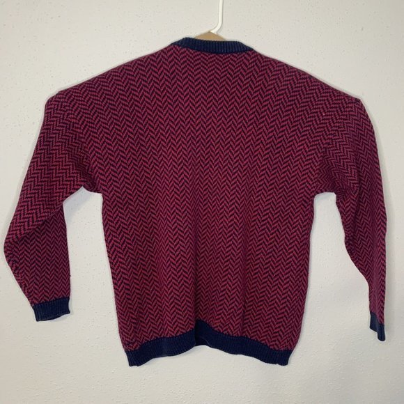 Essential Elements‎ Retro Crewneck Knit Grandpa Sweater Cotton Size L Geometric - Picture 2 of 5